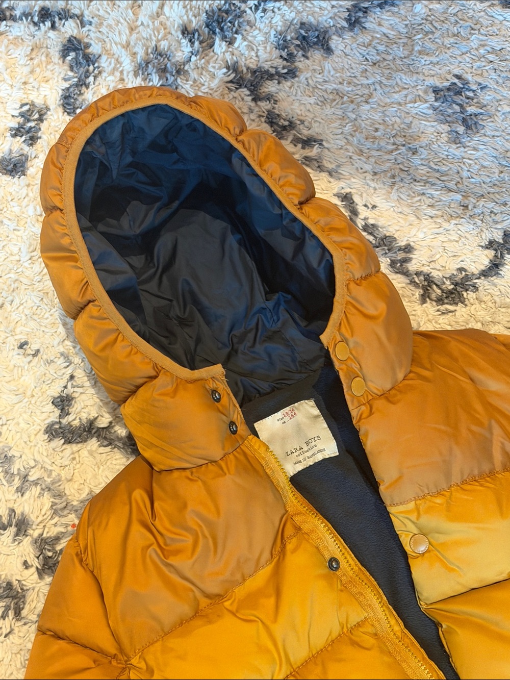 ZARA BOYS collection ~ Kids ~ Hooded Puffer Jacket ~ Mustard ~ 13/14 - Picture 3 of 16